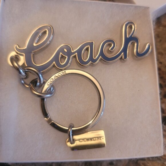 COACH - Blue and Silver Coach Script Keychain (Brand New)(Gift box included) - Picture 14 of 17